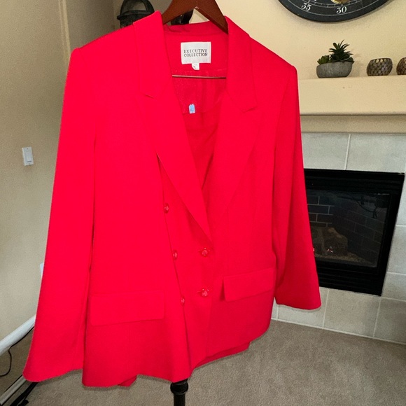 Red Executive Collection Two-Piece Skirt Suit.  Plus Size 20W - Picture 1 of 13